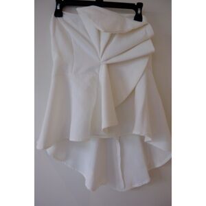 DO + BE - White Ruffle Top with Flowing bottom on one side  - med.